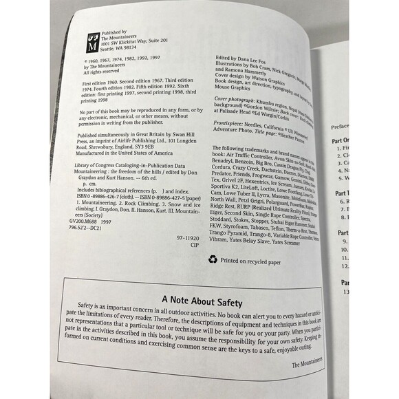 Mountaineering: The Freedom of the Hills by Mountaineers 6th Edition - Picture 9 of 11